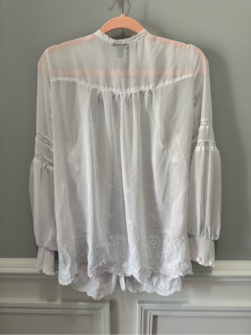 torrid White Eyelet Lace-Trim Button Down Blouse - Picture 6 of 6
